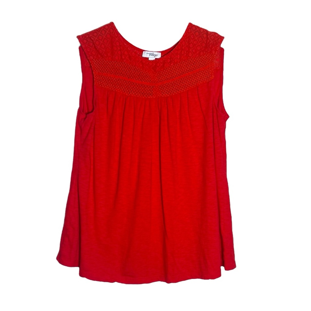Indigo Red Sleeveless Blouse‎